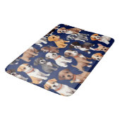 Puppy Hond Navy Blauw Patroon Ontwerp Badmat (Gekanteld)