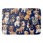 Puppy Hond Navy Blauw Patroon Ontwerp Badmat (Voorkant)