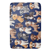 Puppy Hond Navy Blauw Patroon Ontwerp Badmat (Voorkant Verticaal)
