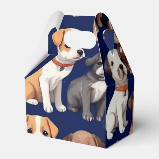 Puppy Hond Navy Blauw Patroon Ontwerp Bedankdoosjes (Achterkant)