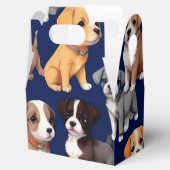 Puppy Hond Navy Blauw Patroon Ontwerp Bedankdoosjes (Geopend)