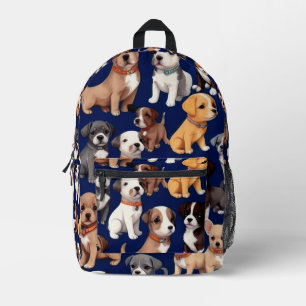 Puppy Hond Navy Blauw Patroon Ontwerp Bedrukte Rugzak