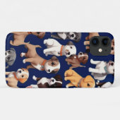 Puppy Hond Navy Blauw Patroon Ontwerp Case-Mate iPhone Case (Achterkant (horizontaal))