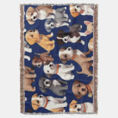Puppy Hond Navy Blauw Patroon Ontwerp Deken (Voorkant Verticaal)