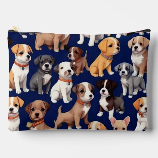 Puppy Hond Navy Blauw Patroon Ontwerp Etui (Voorkant)