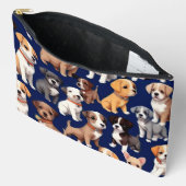 Puppy Hond Navy Blauw Patroon Ontwerp Etui (Open)