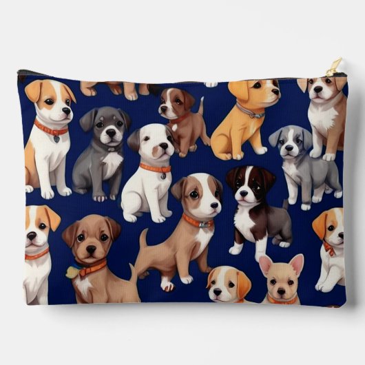 Puppy Hond Navy Blauw Patroon Ontwerp Etui (Achterkant)