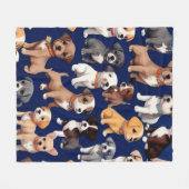 Puppy Hond Navy Blauw Patroon Ontwerp Fleece Deken (Voorkant (Horizontaal))
