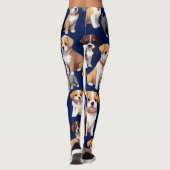 Puppy Hond Navy Blauw Patroon Ontwerp Leggings (Achterkant)