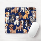 Puppy Hond Navy Blauw Patroon Ontwerp Muismat (Met muis)