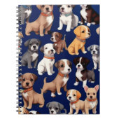 Puppy Hond Navy Blauw Patroon Ontwerp Notitieboek (Voorkant)