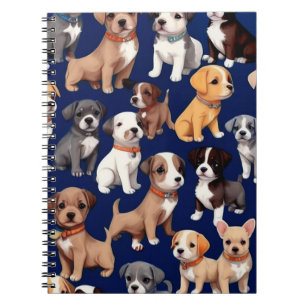 Puppy Hond Navy Blauw Patroon Ontwerp Notitieboek