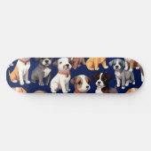 Puppy Hond Navy Blauw Patroon Ontwerp Persoonlijk Skateboard (Horizontaal)