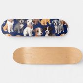 Puppy Hond Navy Blauw Patroon Ontwerp Persoonlijk Skateboard (Horizontaal)