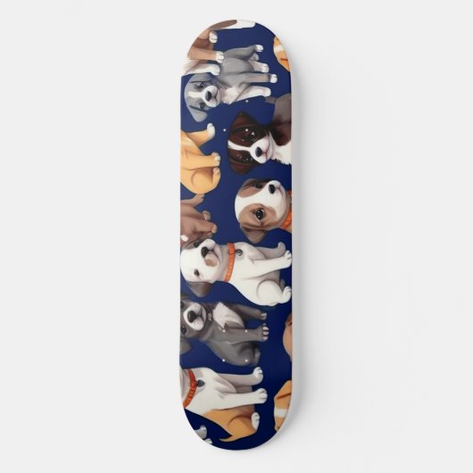 Puppy Hond Navy Blauw Patroon Ontwerp Persoonlijk Skateboard (Voorkant)