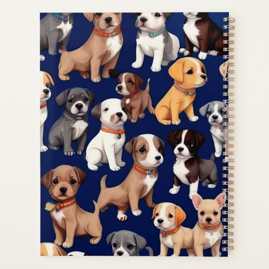 Puppy Hond Navy Blauw Patroon Ontwerp Planner (Achterkant)