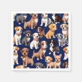Puppy Hond Navy Blauw Patroon Ontwerp Servet (Voorkant)