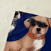 Puppy Hond Navy Blauw Patroon Ontwerp Strandlaken (In situ)