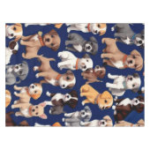 Puppy Hond Navy Blauw Patroon Ontwerp Tafelkleed (Voorkant (Horizontaal))