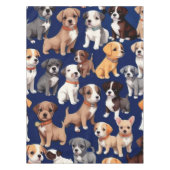 Puppy Hond Navy Blauw Patroon Ontwerp Tafelkleed (Voorkant)