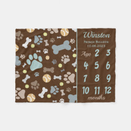 Puppy hond Paw Print Milestone Keepsake Deken