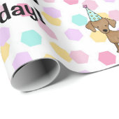Puppy hond pawty meisje gepersonaliseerde inpakpap cadeaupapier (Rol Hoek)