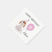 Puppy hond roze verjaardagsfeestje servet (Hoek)