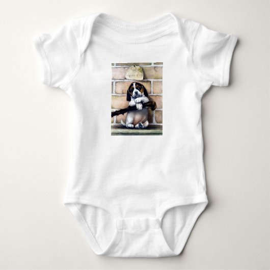 Puppy hond te koop schattige  illustratie baby romper (Voorkant)
