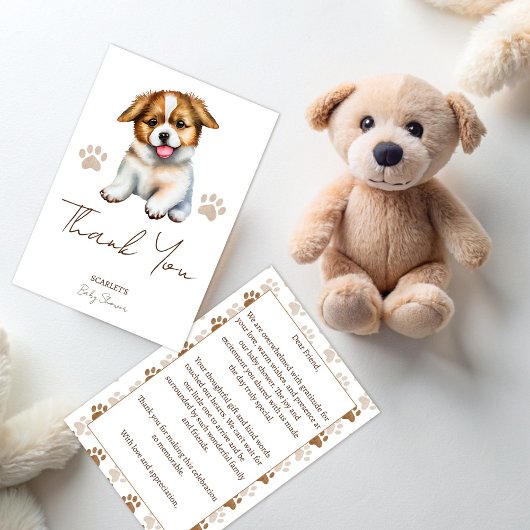 Puppy hond thema baby shower bedankkaart