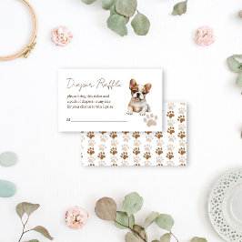 Puppy hond thema baby shower luier loterij informatiekaartje