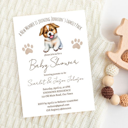Puppy hond thema baby shower sjabloon kaart