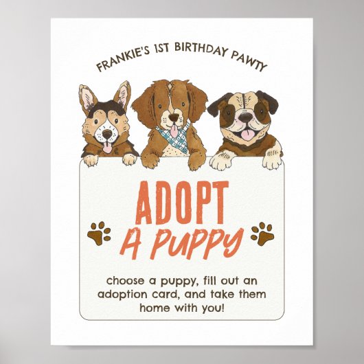 Puppy hond verjaardag adoptie activiteit teken poster (Voorkant)