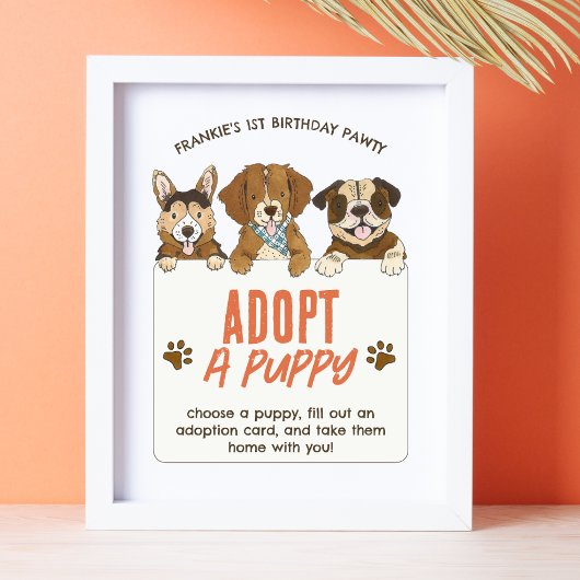 Puppy hond verjaardag adoptie activiteit teken poster