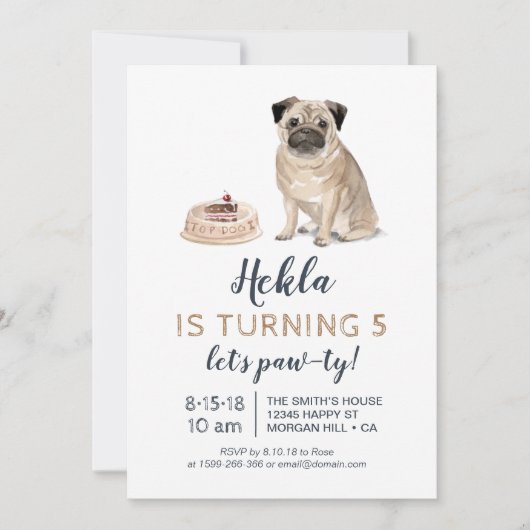 Puppy hond verjaardag, laten we paw-ty! Uitnodigin Kaart (Voorkant)