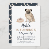 Puppy hond verjaardag, laten we paw-ty! Uitnodigin Kaart (Voorkant / Achterkant)