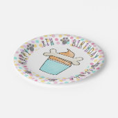 Puppy Hond Verjaardag Pawty Dessert Cupcake Papieren Bordje (Gekanteld)