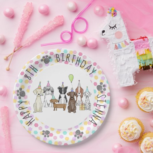 Puppy Hond Verjaardag Pawty Papieren Bordje (Feest)