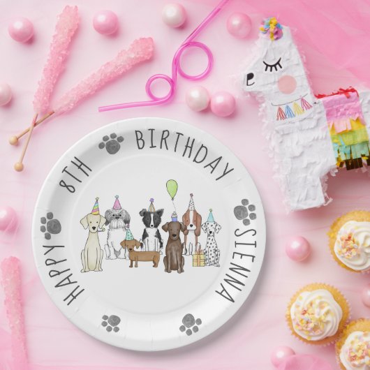 Puppy Hond Verjaardag Pawty Papieren Bordje (Feest)