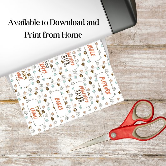 Puppy Hond Verjaardag Snack DIY Printable Labels Poster