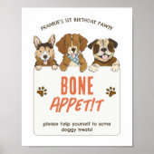 Puppy Hond Verjaardag Voedsel Tafel Bot Appetit Te Poster (Voorkant)