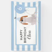 Puppy Hond Verjaardagsbanner Blauwe Strepen Spandoek (Verticaal)