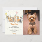 Puppy hond verjaardagsfeestje bedankje kaart (Voorkant)