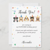 Puppy hond verjaardagsfeestje bedankje kaart (Voorkant)