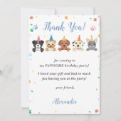 Puppy hond verjaardagsfeestje bedankje kaart (Voorkant)