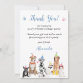 Puppy hond verjaardagsfeestje bedankje kaart (Voorkant)