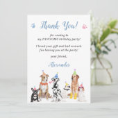 Puppy hond verjaardagsfeestje bedankje kaart (Staand voorkant)