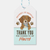 Puppy hond verjaardagsfeestje dank je cadeaulabel (Voorkant)