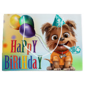 Puppy hond verjaardagsfeestje groot cadeauzakje (Voorkant)