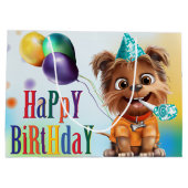 Puppy hond verjaardagsfeestje groot cadeauzakje (Achterkant)