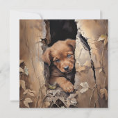 Puppy hond verjaardagsfeestje kaart (Achterkant)